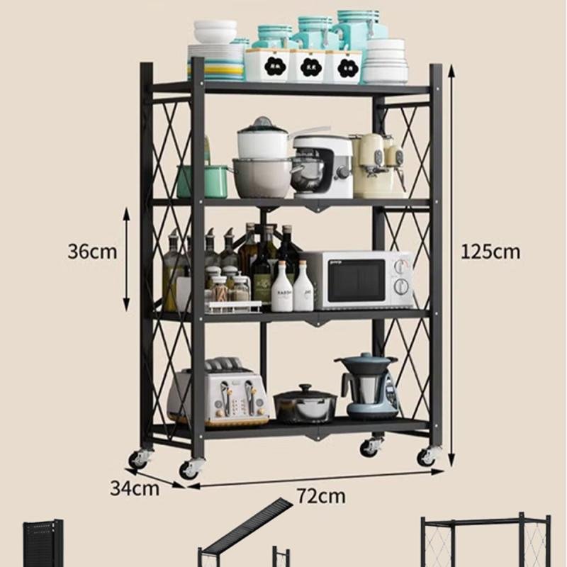 وحدة رفوف تخزين قابلة للطي من ديدا-كوزموس، مكونة من 4 طبقات، مزودة بعجلات، ورف تخزين معدني لعرض المنتجات