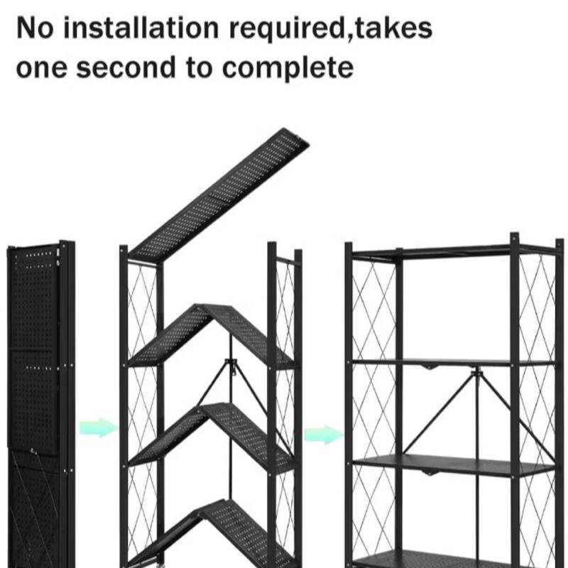 وحدة رفوف تخزين قابلة للطي من ديدا-كوزموس، مكونة من 4 طبقات، مزودة بعجلات، ورف تخزين معدني لعرض المنتجات