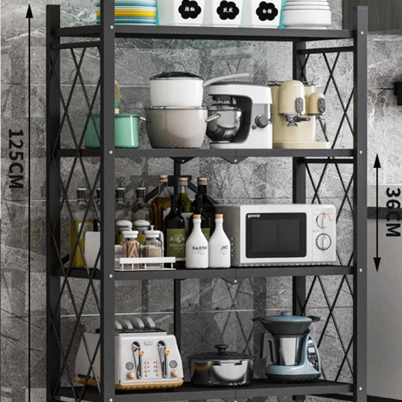 وحدة رفوف تخزين قابلة للطي من ديدا-كوزموس، مكونة من 4 طبقات، مزودة بعجلات، ورف تخزين معدني لعرض المنتجات