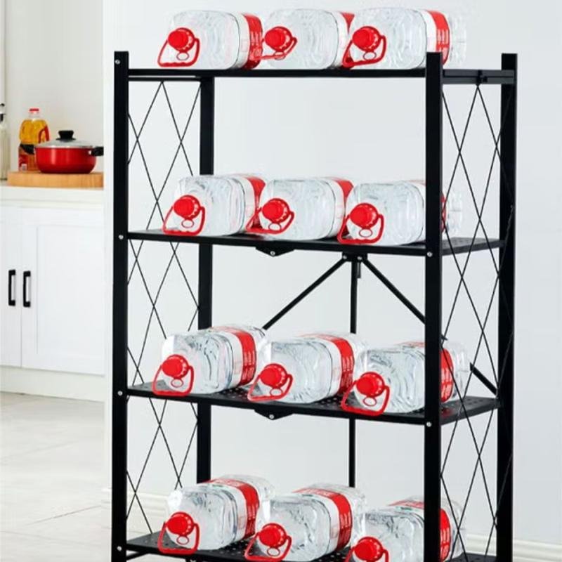 وحدة رفوف تخزين قابلة للطي من ديدا-كوزموس، مكونة من 4 طبقات، مزودة بعجلات، ورف تخزين معدني لعرض المنتجات