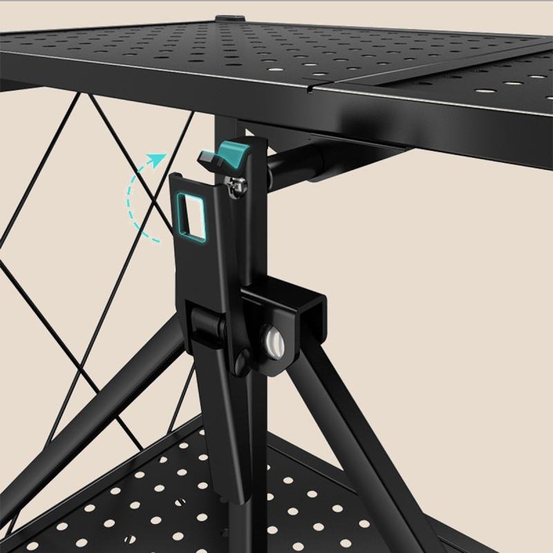 وحدة رفوف تخزين قابلة للطي من ديدا-كوزموس، مكونة من 4 طبقات، مزودة بعجلات، ورف تخزين معدني لعرض المنتجات