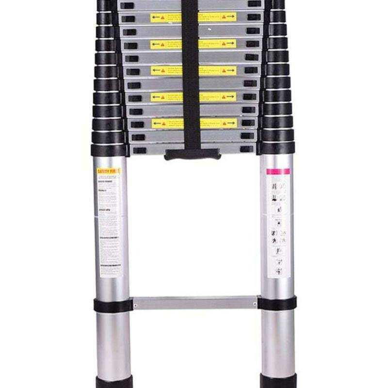 سلم تلسكوبي قابل للتمديد متعدد الأغراض فضي اللون بطول 3.2 متر