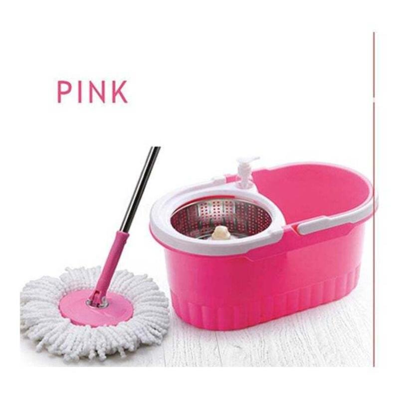 ممسحة دوارة مع دلو وردي-أبيض