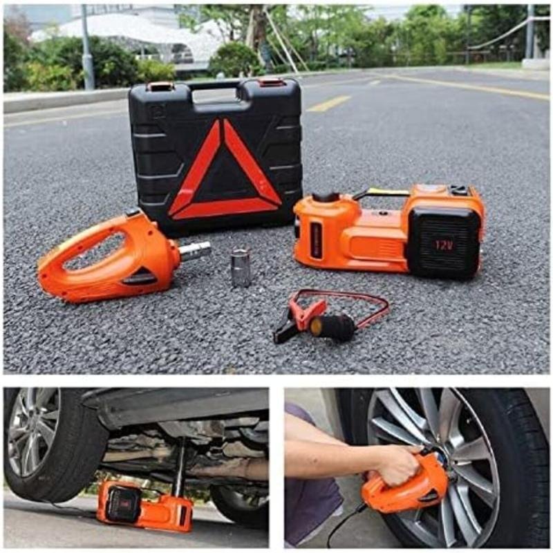 رافعة أرضية هيدروليكية كهربائية للسيارة بقوة 5 أطنان و12 فولت تيار مستمر ومفتاح ربط صدمات مع منفاخ إطارات ممتاز