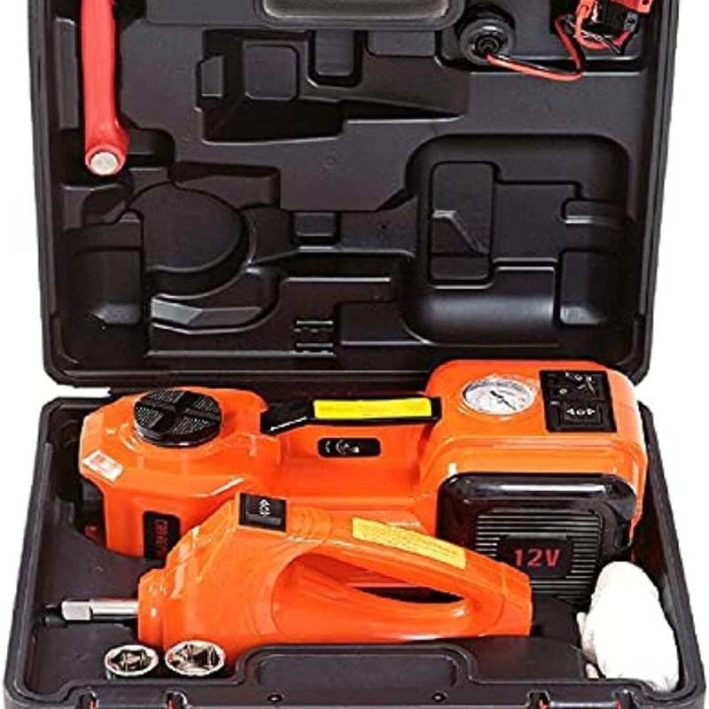 رافعة أرضية هيدروليكية كهربائية للسيارة بقوة 5 أطنان و12 فولت تيار مستمر ومفتاح ربط صدمات مع منفاخ إطارات ممتاز