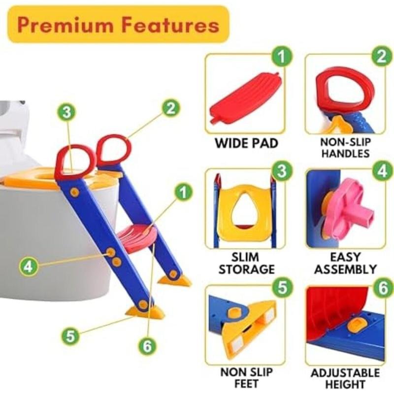 مقعد تدريب على استخدام المرحاض من HEXAR مع سلم متدرج