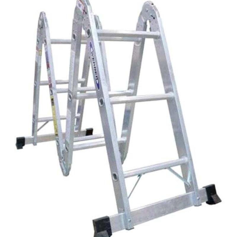 سلم متعدد الأغراض قابل للطي، أسود/فضي، بطول 6 أقدام