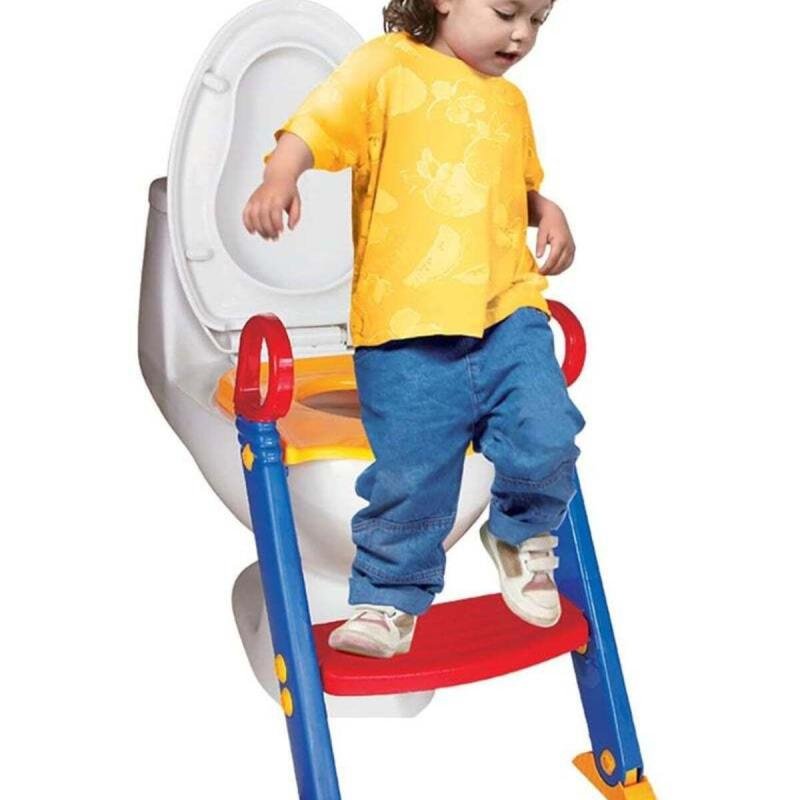 🚽 كرسي بوتي تدريب الأطفال على الحمام مع سلم ثابت وآمن قابل للطي والتعديل لجميع المراحيض