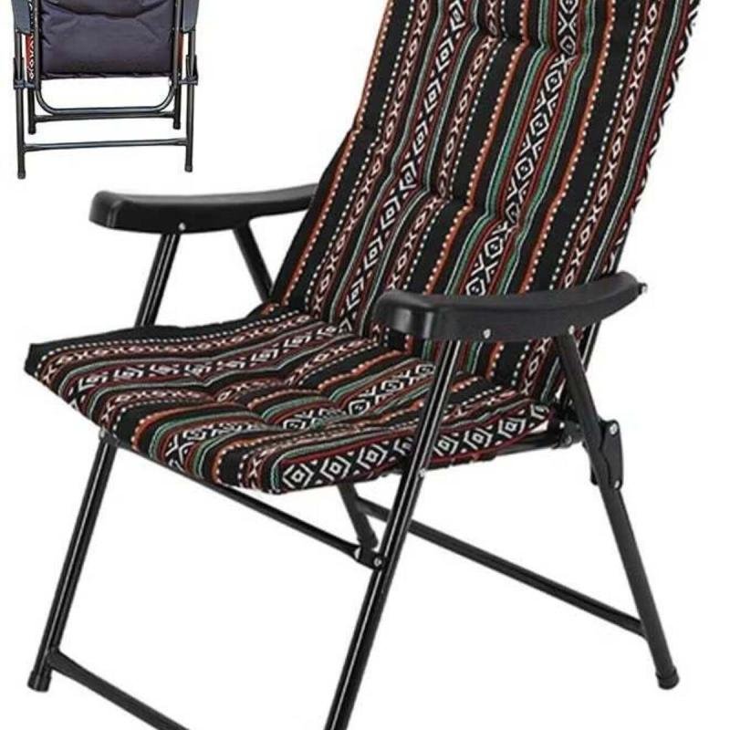 كرسي تخييم قابل للطي بمقعد مبطن خفيف الوزن مع مسند ظهر مرتفع للشاطئ والرحلات الخارجية