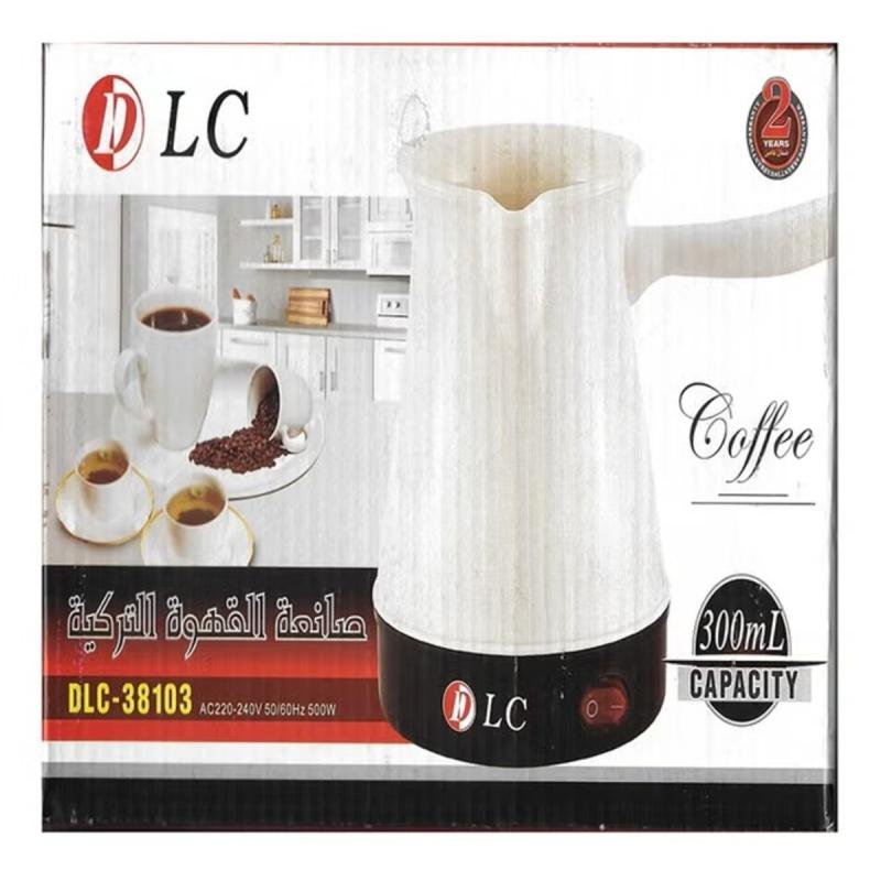 ماكينة تحضير القهوة 300 مل - 500 واط، ماكينة تحضير قهوة مدمجة، أبيض/أسود