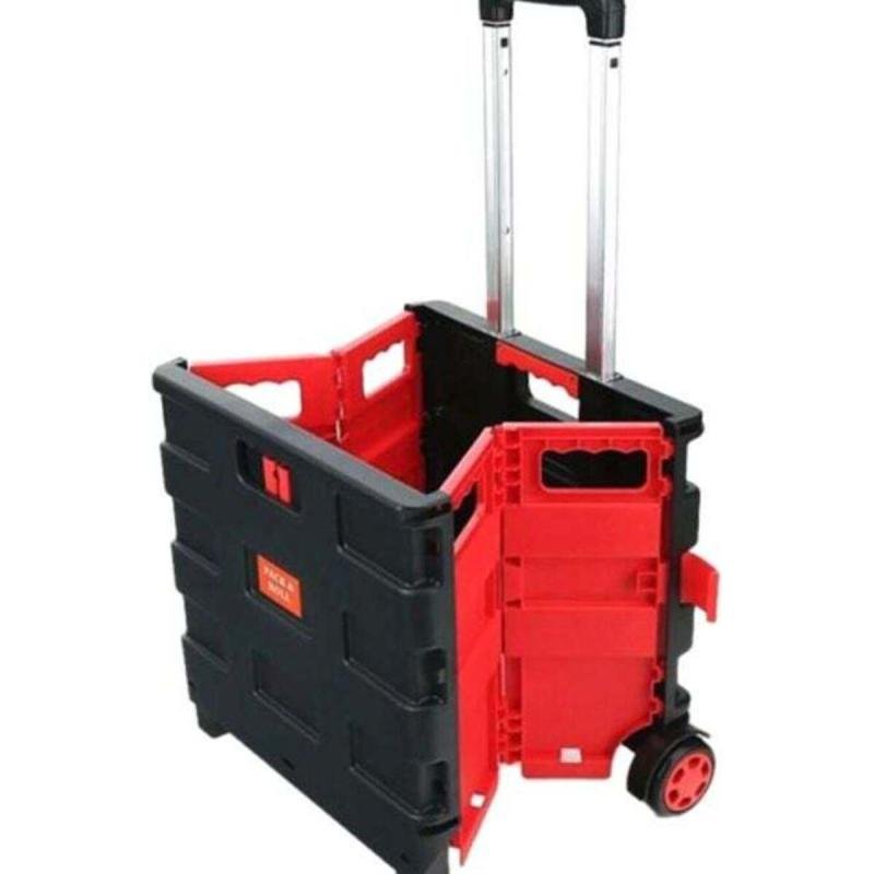 عربة تسوق قابلة للطي أسود/أحمر/فضي 36×36×38 سم