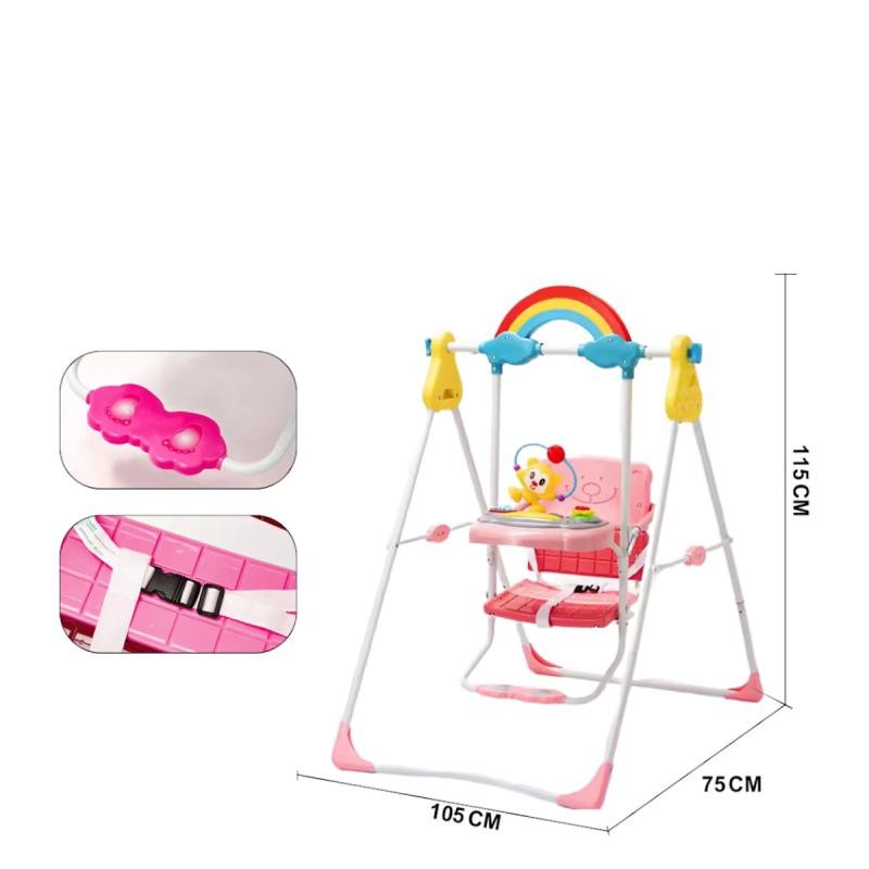 أرجوحة أطفال مع قوس على شكل قوس قزح وصينية قابلة للفصل