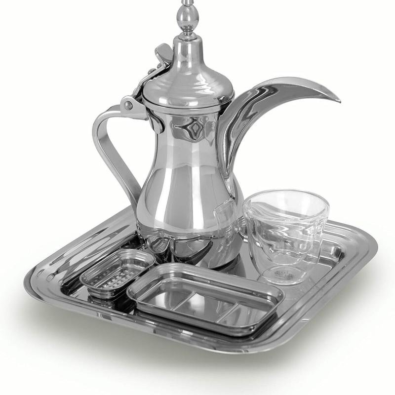 طقم تقديم قهوة صغير - دلة عربية - فضي