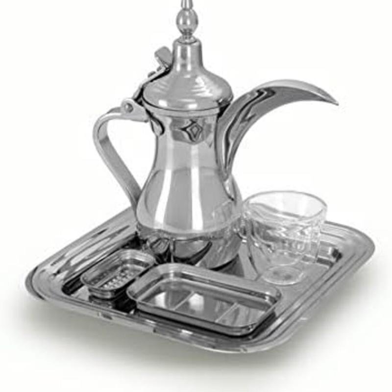 طقم تقديم قهوة صغير - دلة عربية - فضي