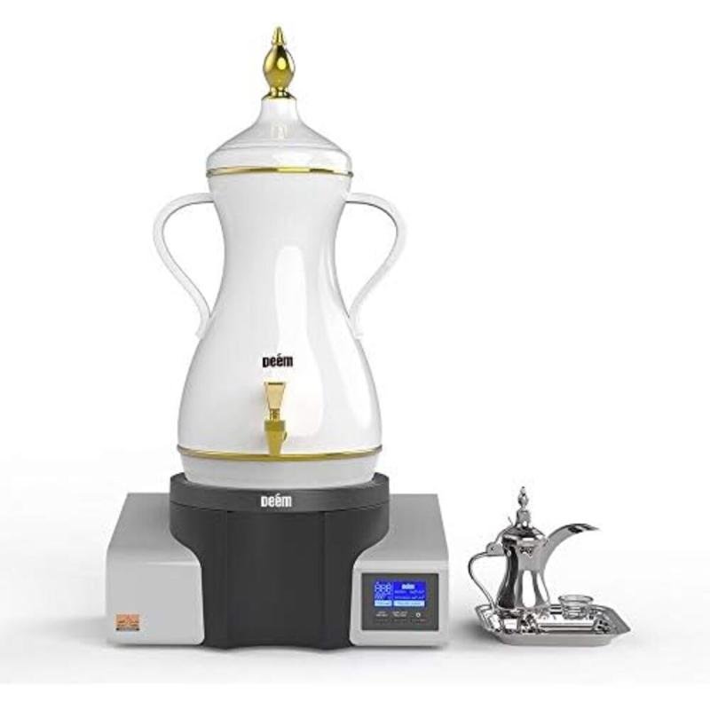 ماكينة تحضير القهوة العربية، سعة 7 لتر، من ديم، لون أبيض، زجاج