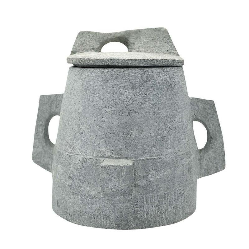 قدر حجر يمني مع غطاء