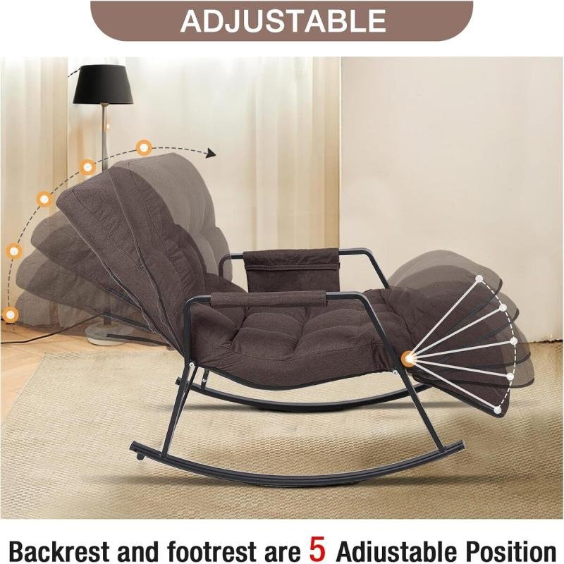 كرسي هزاز من القماش المريح مع حشوة مريحة لتوفير أقصى قدر من الراحة - بني فاتح