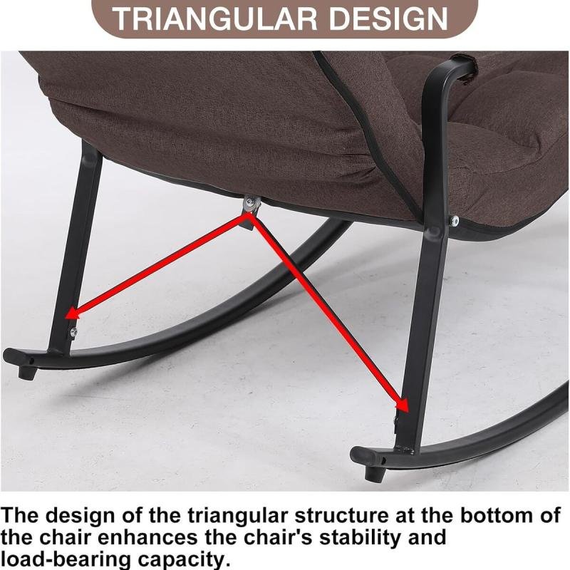 كرسي هزاز من القماش المريح مع حشوة مريحة لتوفير أقصى قدر من الراحة - بني فاتح