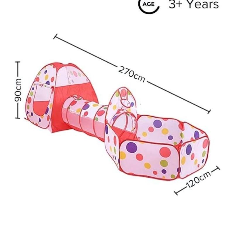 مجموعة خيمة لعب منبثقة 3 في 1 مع نفق وحوض كرات، مناسبة للعب الأطفال في الأماكن المغلقة والمفتوحة (الكرة غير متضمنة).
