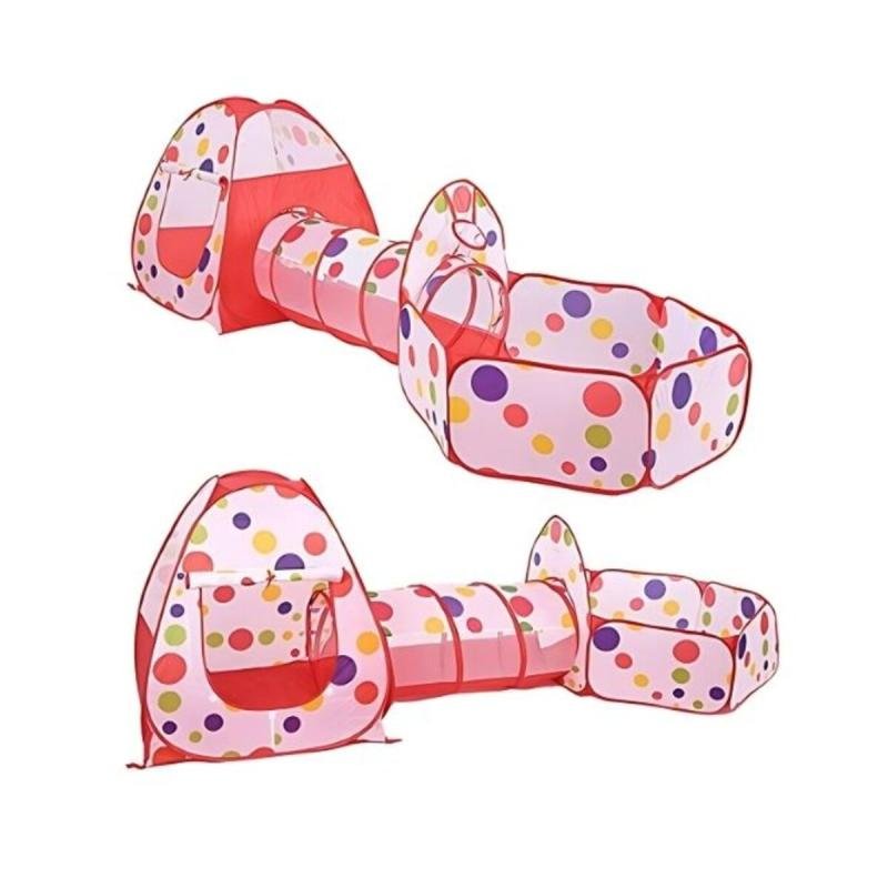 مجموعة خيمة لعب منبثقة 3 في 1 مع نفق وحوض كرات، مناسبة للعب الأطفال في الأماكن المغلقة والمفتوحة (الكرة غير متضمنة).