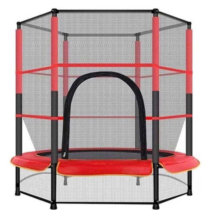 ترامبولين دائري من LO.BABY.VE مع شبكة أمان مغلقة لوقت ممتع آمن ومأمون 140x140x160 سم