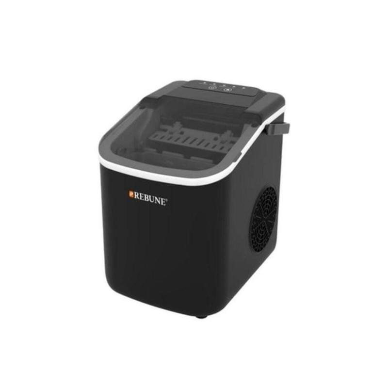 صانعة ثلج REBUNE بتصميم مدمج بقوة 112 واط، لون أسود، سعة 1.1 لتر، RE-6-043