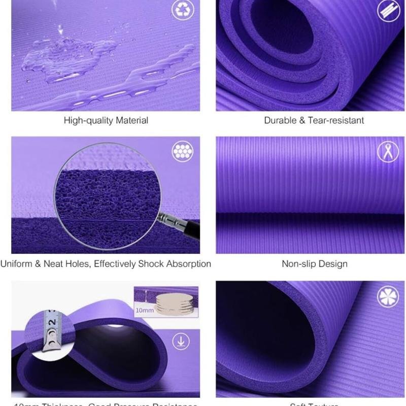 سجادة تمارين اليوغا عالية الكثافة بسمك 10 ملي مع فوم مريح للتمارين الرياضية واليوجا