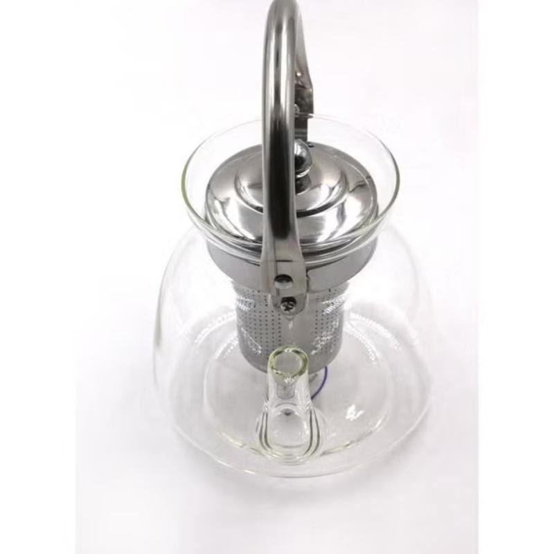 إبريق شاي زجاجي مع فلتر من الفولاذ المقاوم للصدأ شفاف 1400 مل