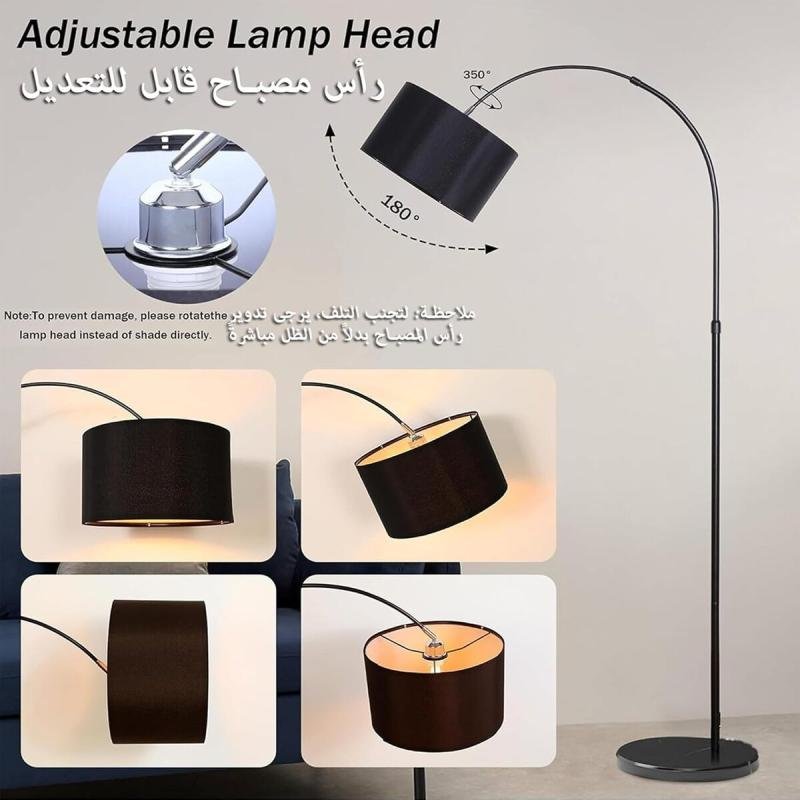 مصباح أرضي LED لغرفة المعيشة مع غطاء أسطواني قابل للتعديل وجهاز تحكم عن بعد
