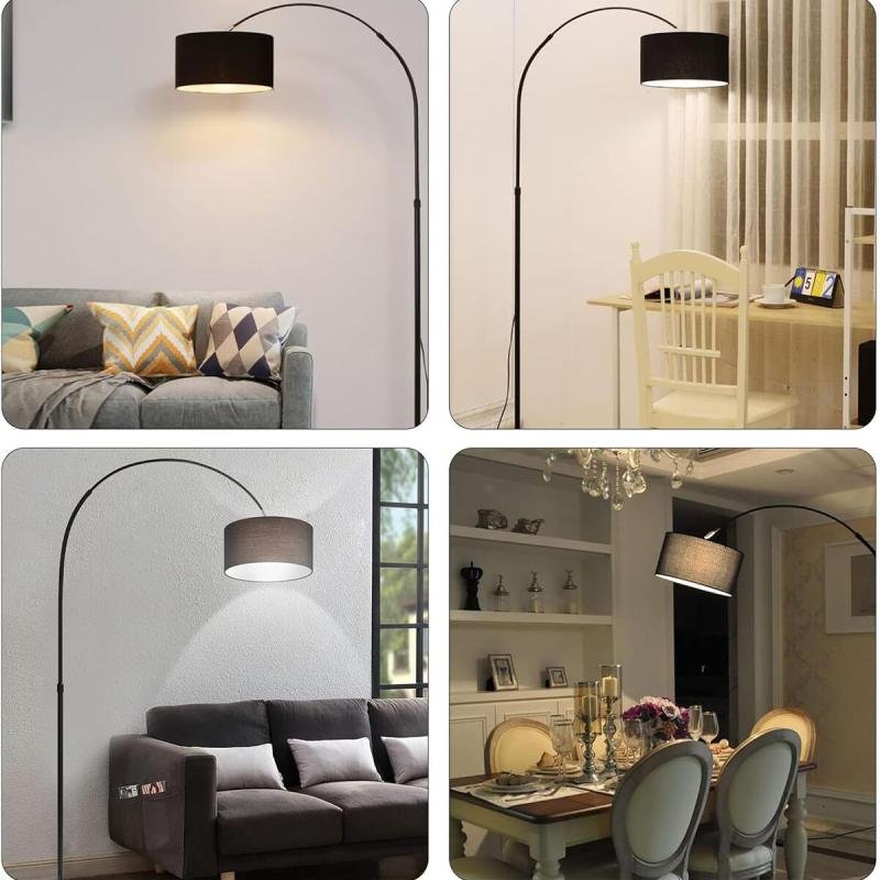 مصباح أرضي LED لغرفة المعيشة مع غطاء أسطواني قابل للتعديل وجهاز تحكم عن بعد