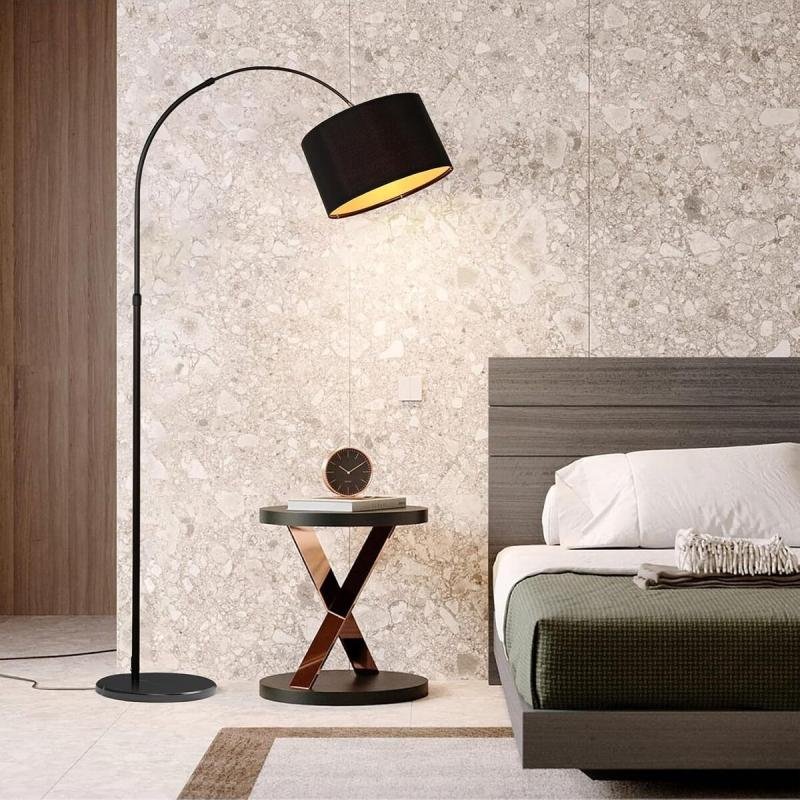 مصباح أرضي LED لغرفة المعيشة مع غطاء أسطواني قابل للتعديل وجهاز تحكم عن بعد