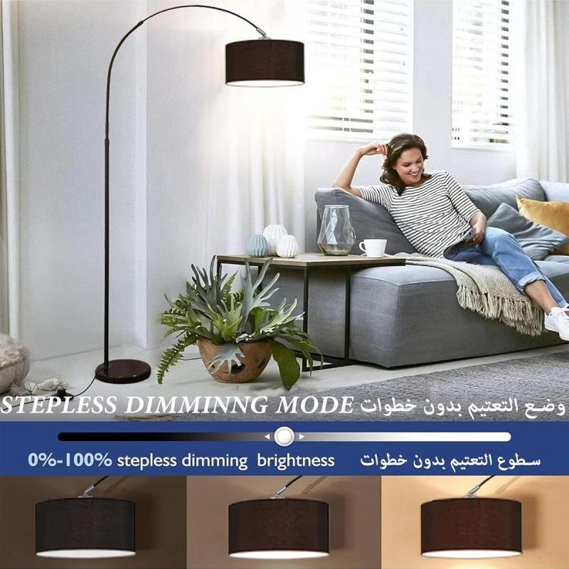 مصباح أرضي LED لغرفة المعيشة مع غطاء أسطواني قابل للتعديل وجهاز تحكم عن بعد