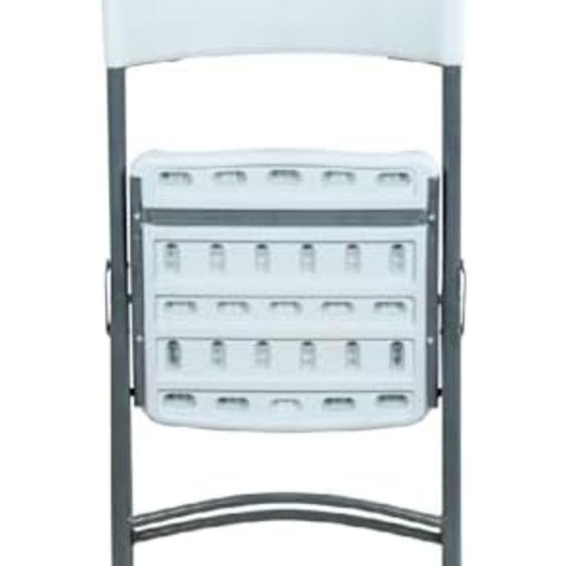 كرسي تخييم ورحلات قابل للطي – بلاستيك قوي أرجل معدنية – سهل الحمل ومريح يتحمل حتى 200 كجم – ابيض