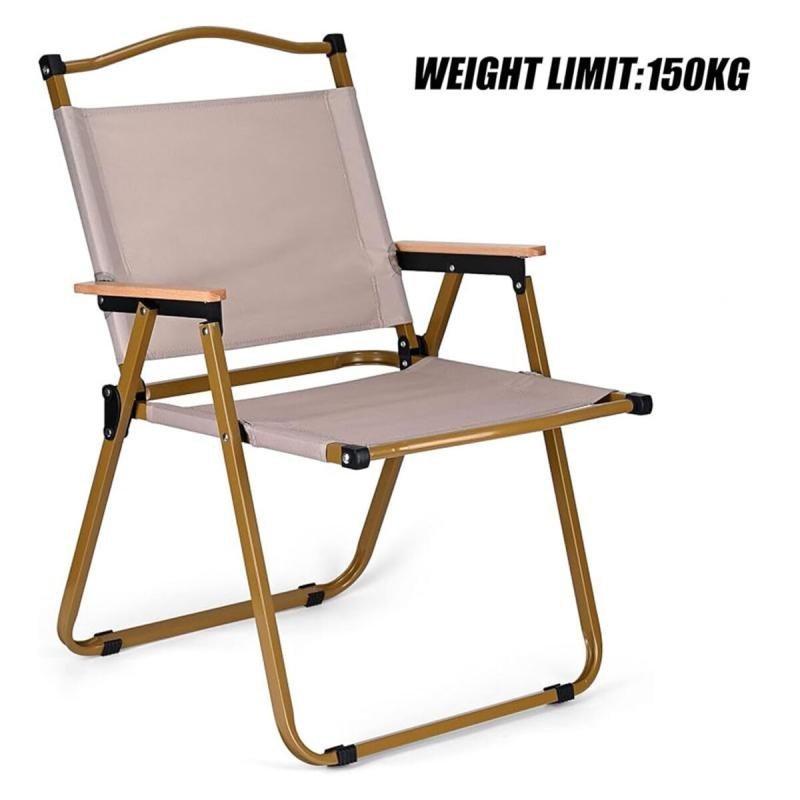 كرسي تخييم قابل للطي بإطار من الألومنيوم، للنزهات والشاطئ والحديقة، لون بيج - 78 ارتفاع × 40 ارتفاع × 52 عمق × 52 عرض سم
