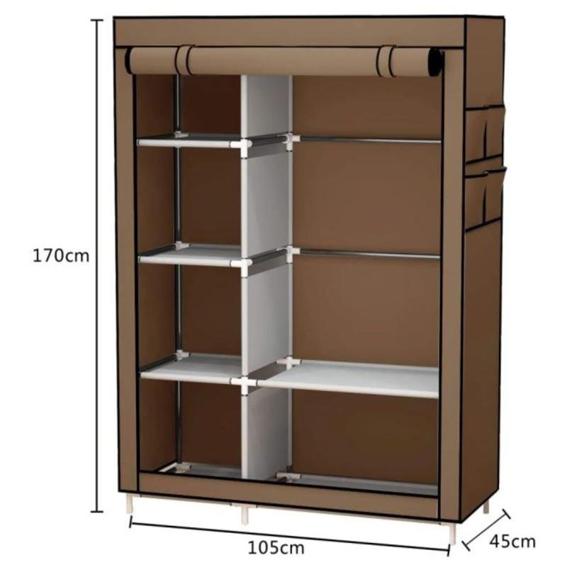 خزانة ملابس قابلة للطي ومنظم أمتعة مع قضبان تعليق ورف ملابس 105 × 170 × 45 سم