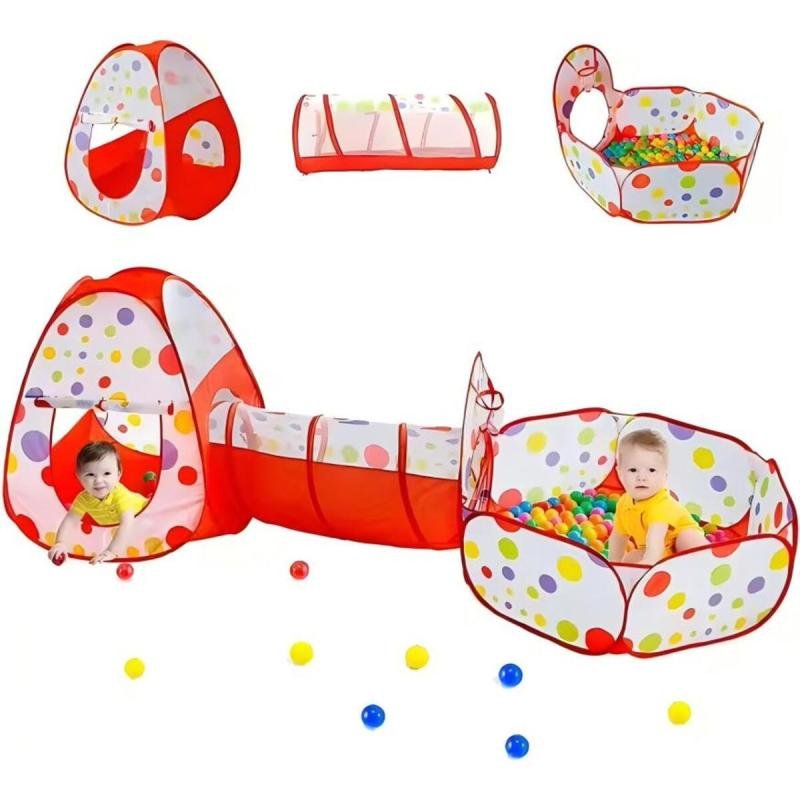 خيمة ألعاب قابلة للطي على شكل نفق زحف، بيت لعب للأطفال، حوض سباحة لكرة السلة وكرات المحيط