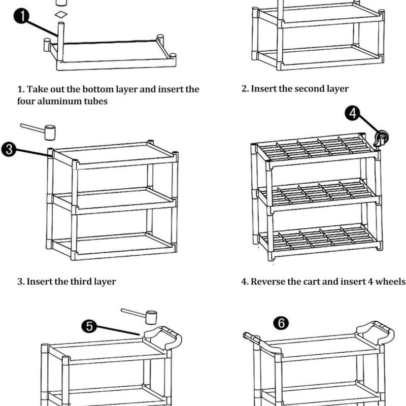 عربة خدمة 3 طبقات قوية بعجلات قابلة للقفل,سعة 500 باوند، متعددة الاستخدام للمطبخ والمكتب و المطاعم