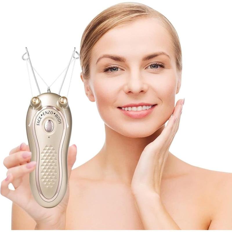 ماكينة إزالة الشعر من انزو، لإزالة الشعر بدون مجهود مزودة بسرعتين وتقنية خيوط القطن وإضاءة، En-6083a