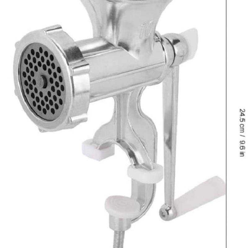 فرامة لحم يدوية من سبائك الألومنيوم – مفرمة لحم متعددة الوظائف لصنع البرجر والنقانق – مقاس 10