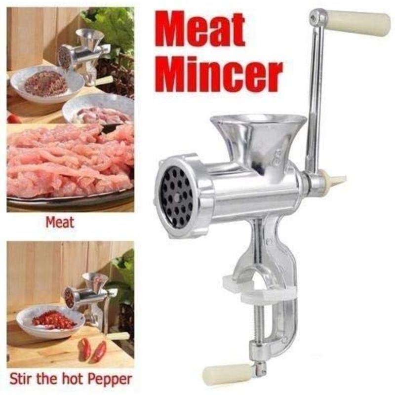 فرامة لحم يدوية من سبائك الألومنيوم – مفرمة لحم متعددة الوظائف لصنع البرجر والنقانق – مقاس 10