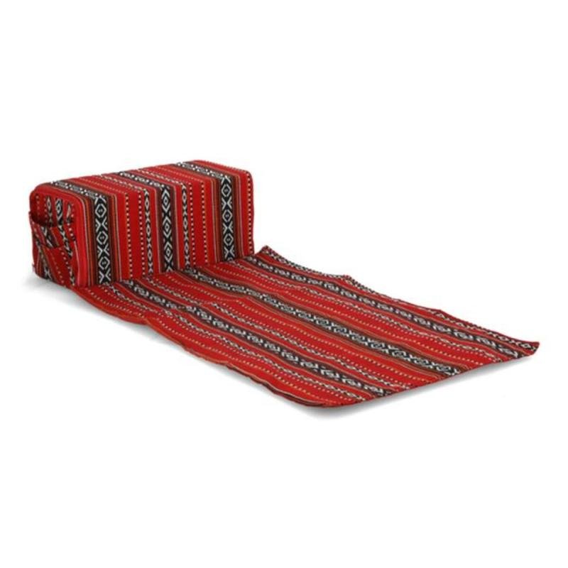 سجادة تخييم خارجية متينة مطبوعة من LIVING ACCENTS مع وسادة متعددة الألوان