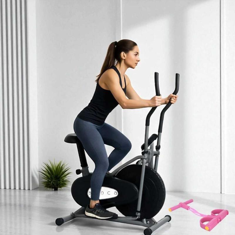 دراجة تمارين هوائية منزلية لكامل الجسم شاشة Lcd، مقاومة متعددة، تدعم حتى 120كجم
