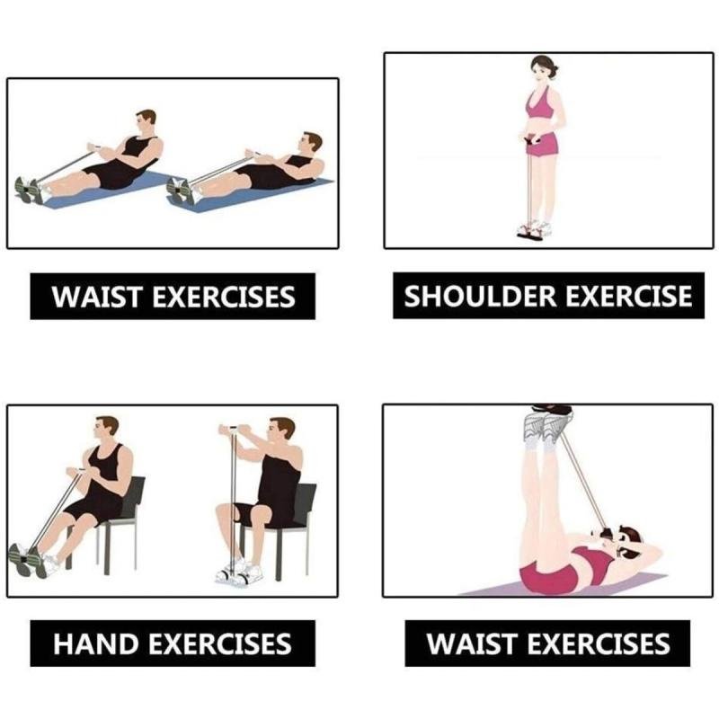 حبل سحب مرن من 4 انابيب مع دواسة للقدم لتمارين البطن والساق والخصر تومي