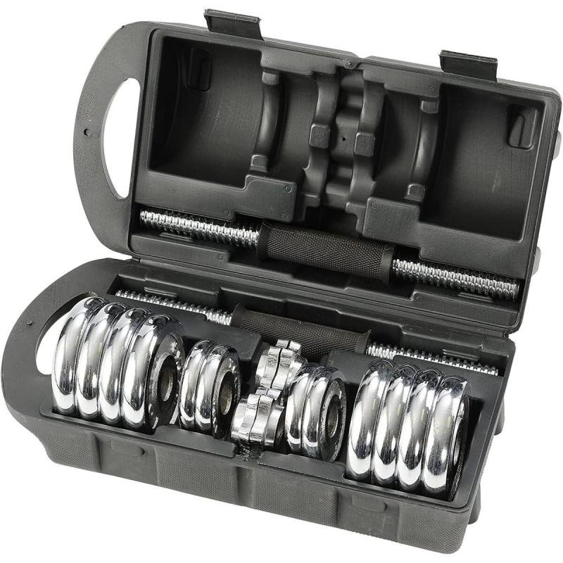 مجموعة اثقال دمبل 20 كيلو قابلة للتعديل من الحديد المصبوب مثالية لكمال الاجسام واللياقة البدنية