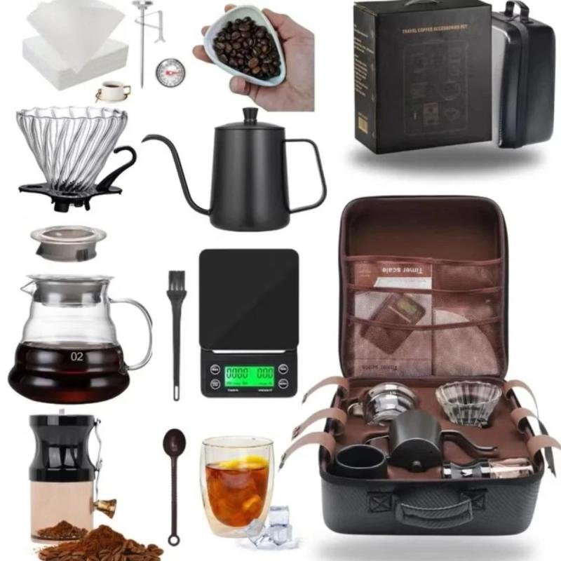 حقيبة ادوات القهوه المختصه اله قهوه V60 طقم يحتوي على 12قطع