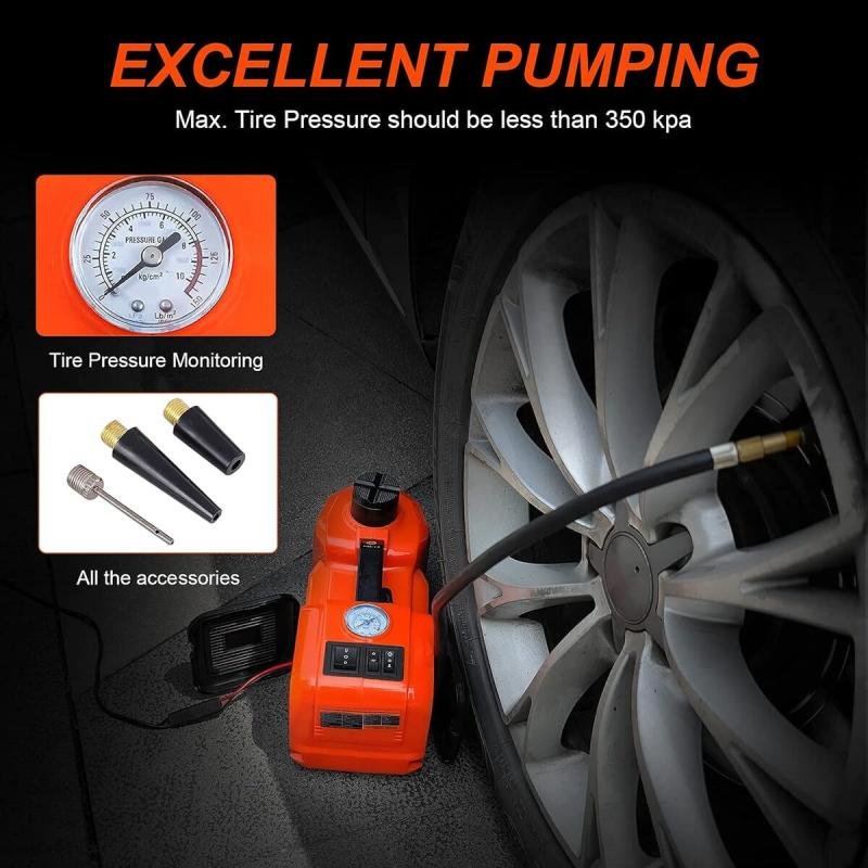 رافعة سيارة هيدروليكية كهربائية سعة 5 أطنان بجهد 12 فولت ومفتاح ربط صدمات لسيارات الدفع الرباعى