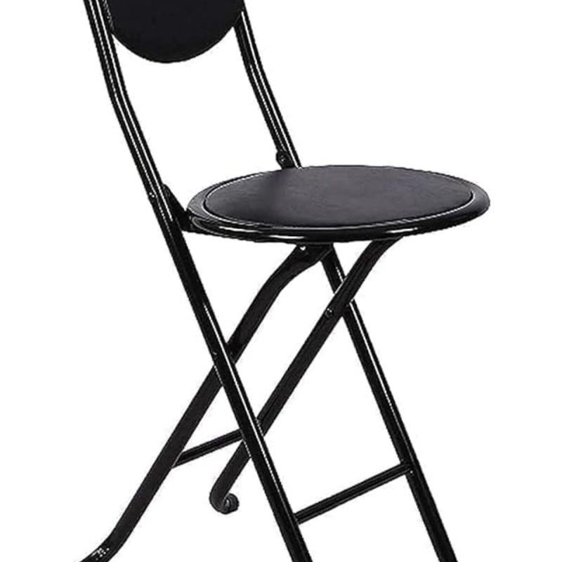 كرسي بونكا المحمول القابل للطي للصلاة والرحلات وغرفة المعيشة وغرفة الطعام، أسود