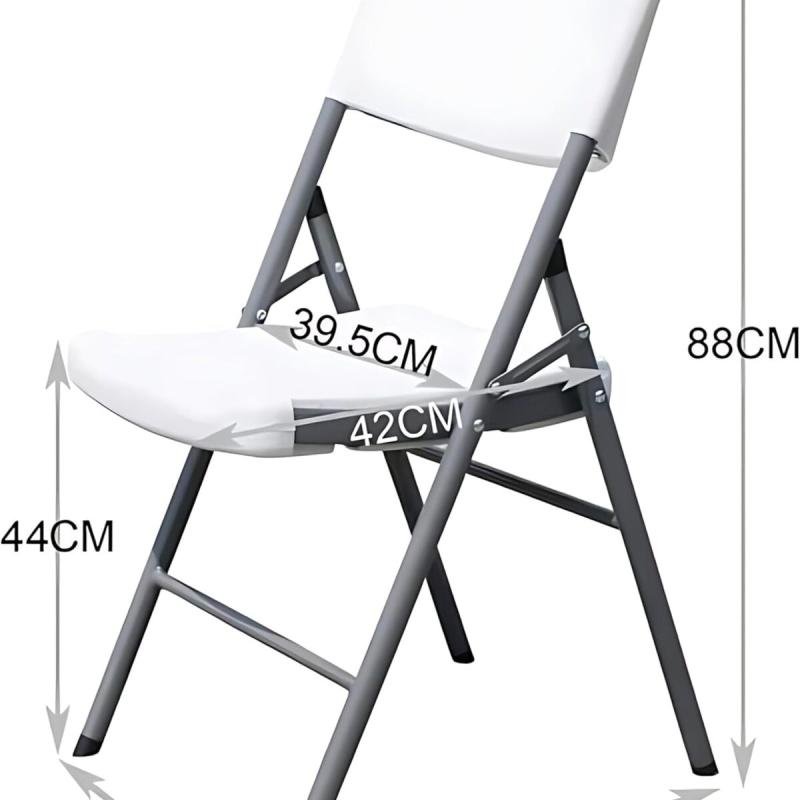 Biki كرسي متين وخفيف الوزن بتصمي قابل للطي بدون ذراع باللون الابيض كرسي فايبر ابيض 88 * 50 * 45 سم