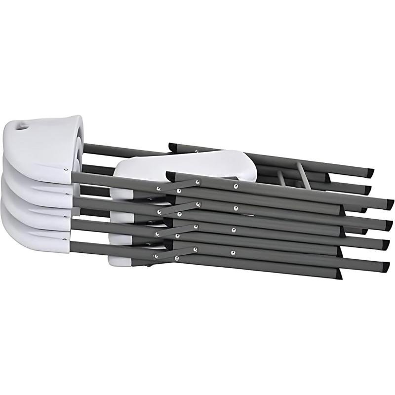 Biki كرسي متين وخفيف الوزن بتصمي قابل للطي بدون ذراع باللون الابيض كرسي فايبر ابيض 88 * 50 * 45 سم