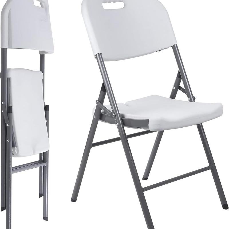 Biki كرسي متين وخفيف الوزن بتصمي قابل للطي بدون ذراع باللون الابيض كرسي فايبر ابيض 88 * 50 * 45 سم